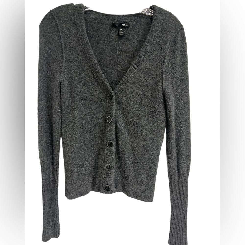 Aqua Cashmere Button Sweater